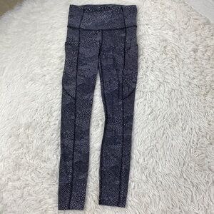 Lululemon Fast & Free 7/8 Tight II *Nulux 25" Meisai White Black